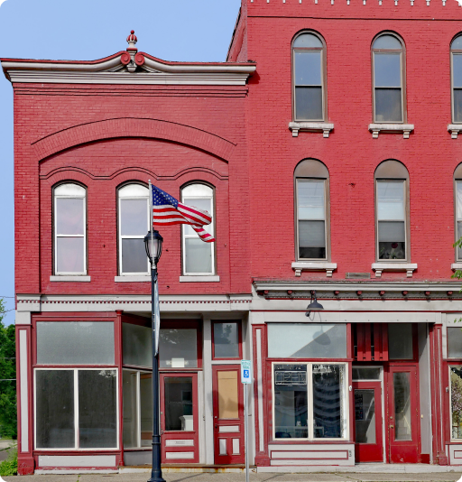 red brick storefront